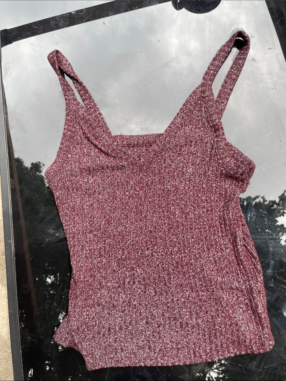 American Eagle Outfitters Marled Ribbed Tank Top - Mauve Pink soft and Sexy
